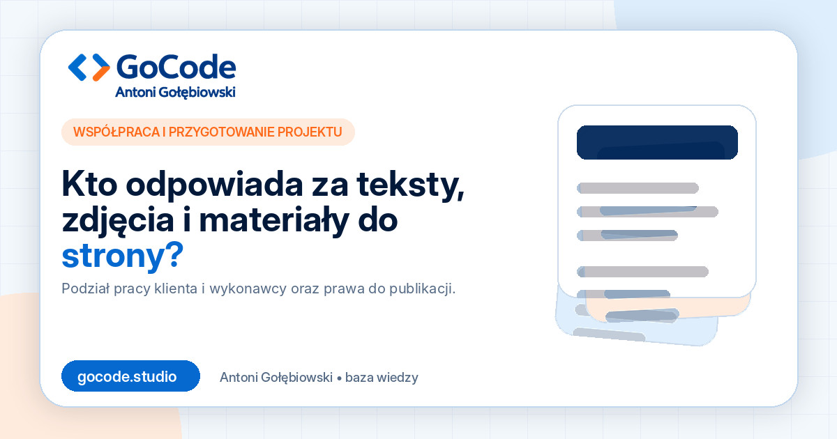 Kto odpowiada za teksty, zdjęcia i materiały do strony?